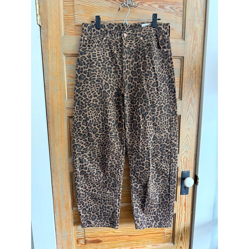 Gap Leopard Print Barrel High Rise Jeans Size 29